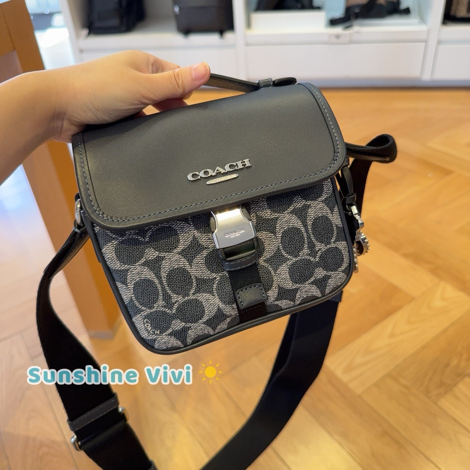 Nwt Coach Racer Crossbody Bag Signature Canvas Charms Ceb25 Silver Denim/Chalk
